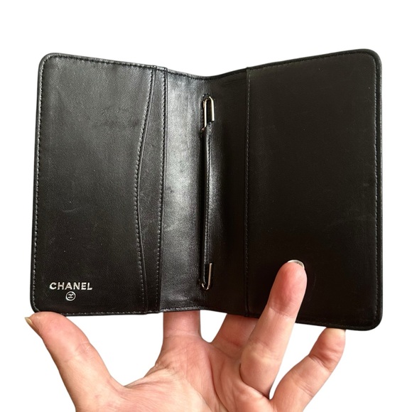 Authentic CHANEL Black Patent Leather Lucky Charms Passport Bifold Wallet & Box - Picture 4 of 15